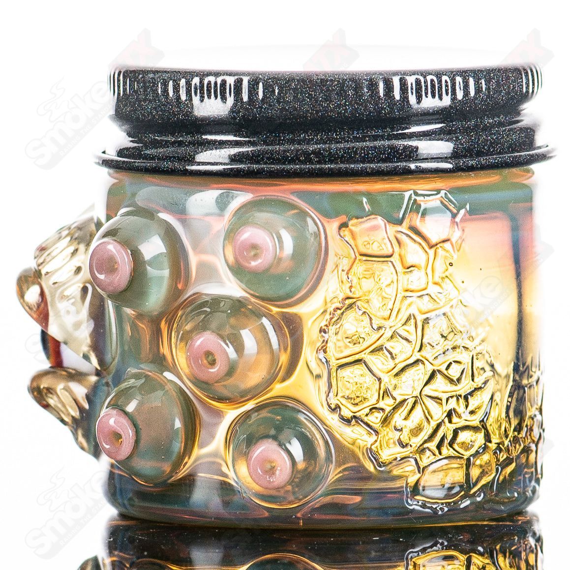 Silver Amber glass jar for serum storage with CFL design, by Baller Jar X Salt, suitable for cosmetics or skincare products.