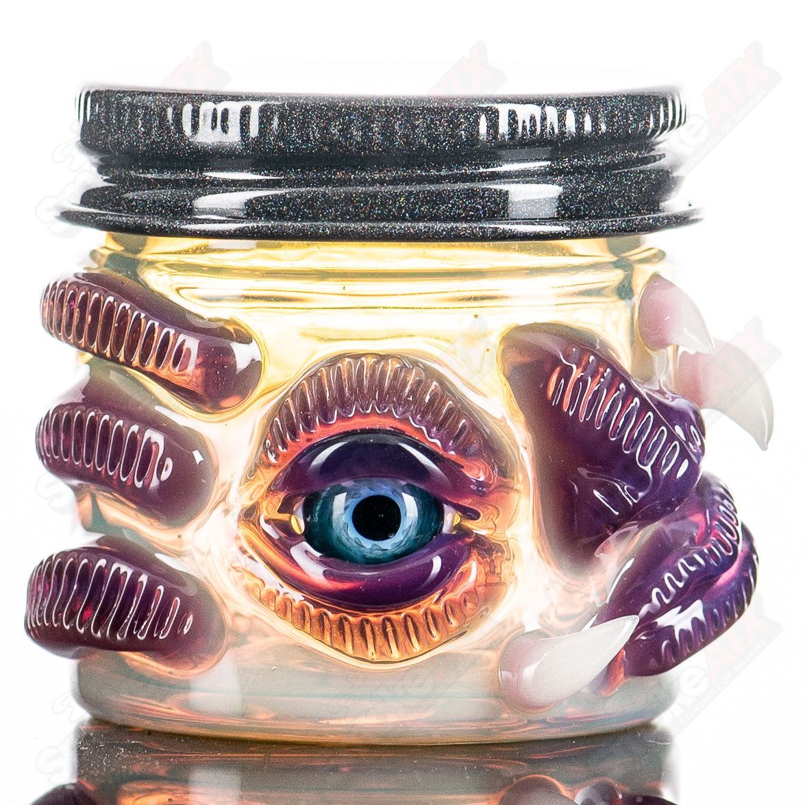 Silver Cloud Royal Jelly glass jar by Baller Jar X Salt, featuring a sleek silver design and clear glass container for storage.