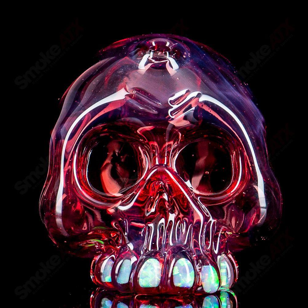 Carsten Carlile Skull Shredder Heady Glass concentrate rig with intricate skull design and vibrant colors.