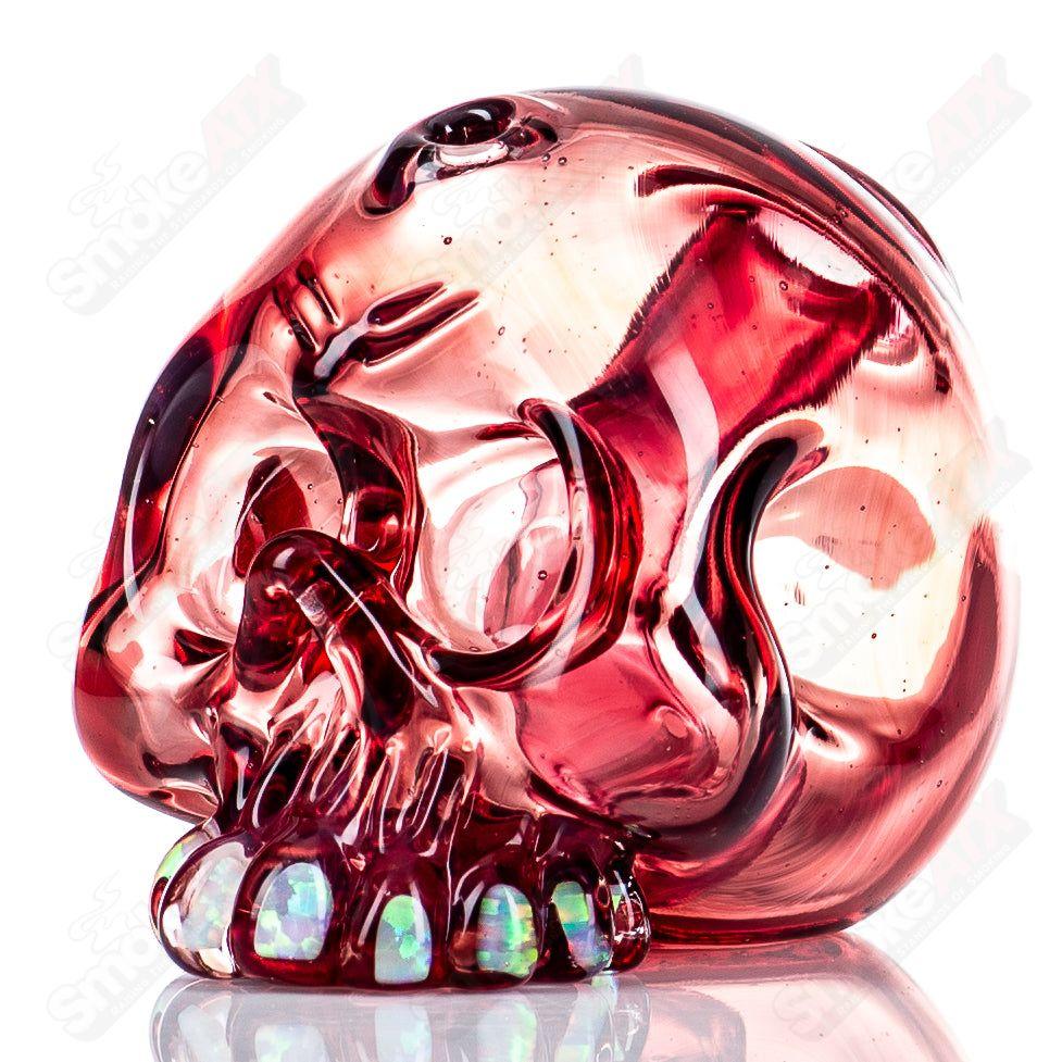 Carsten Carlile Skull Shredder heady glass concentrate rig with intricate skull design and vibrant colors.