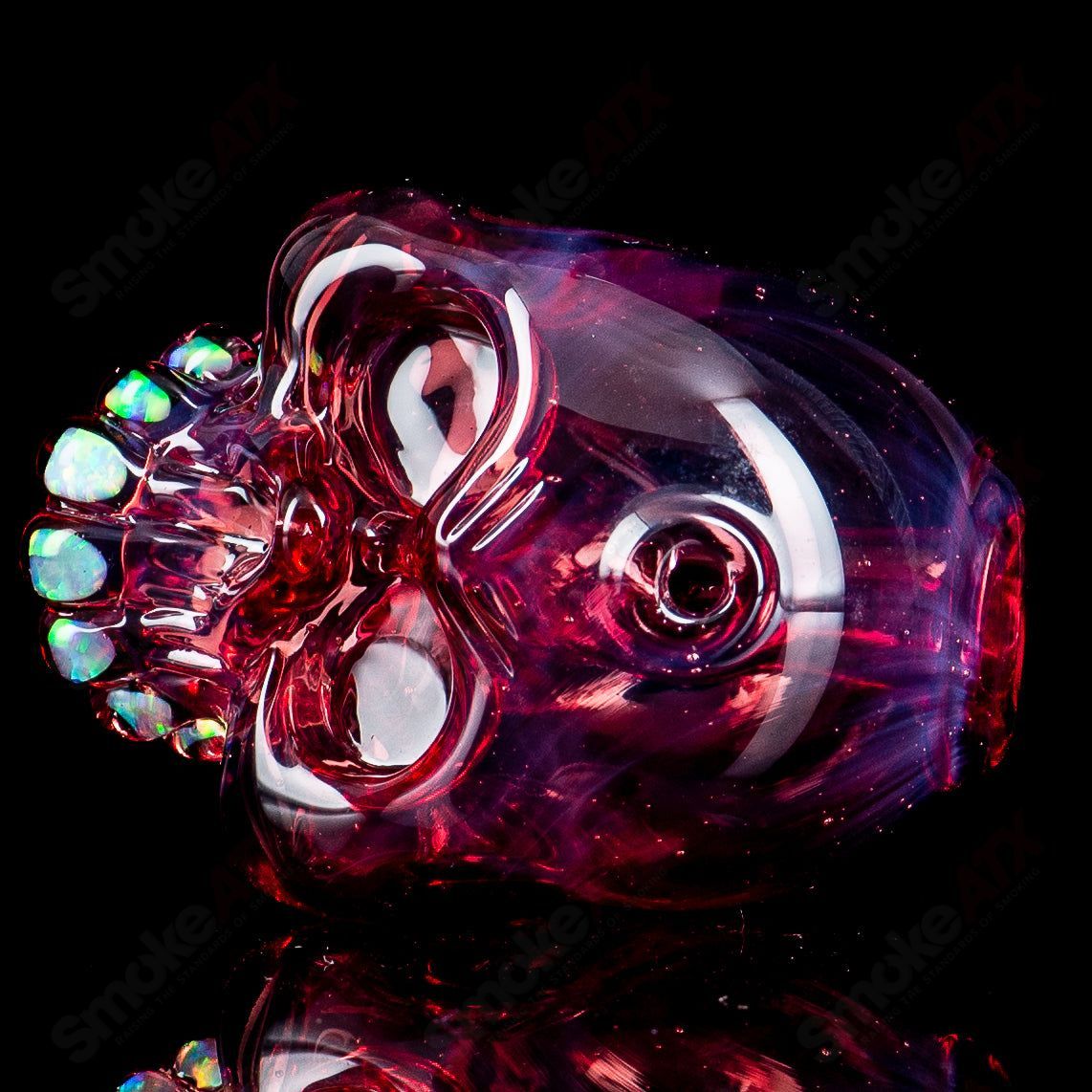 Carsten Carlile Skull Shredder heady glass concentrate rig with detailed skull design and vibrant colors.