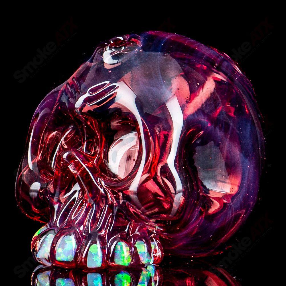 Carsten Carlile Skull Shredder Heady Glass concentrate rig with detailed skull design and intricate glasswork.