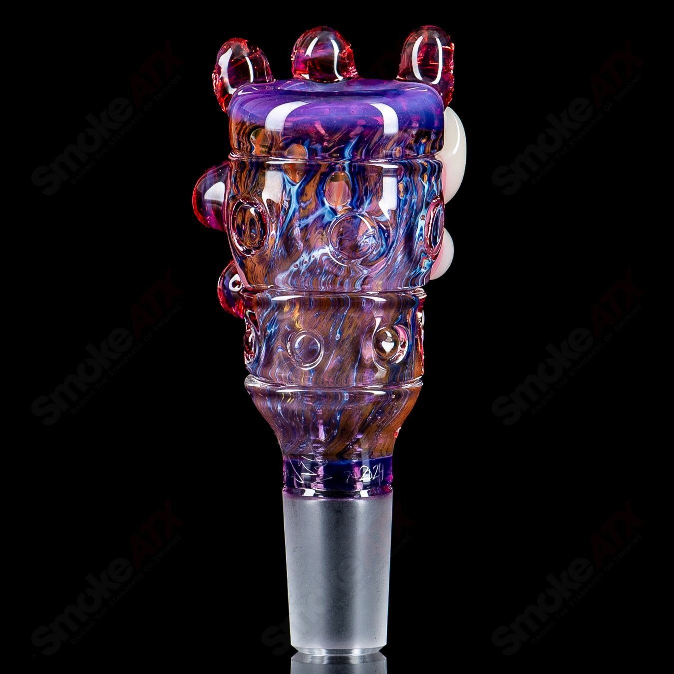 Glass slide by Nobody Glass x SALT, a heady glass bowl with intricate design and clear craftsmanship for smoking accessories.