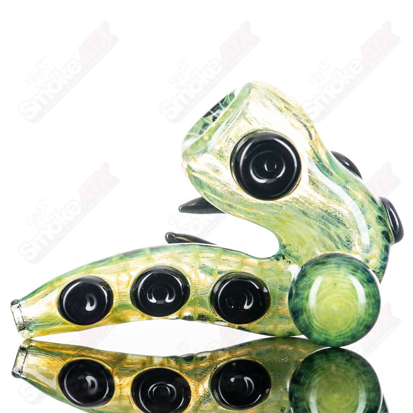 Slime & Greasy Glass Experimental Green Coil Sherlock by JMK Glass - Smoke ATX