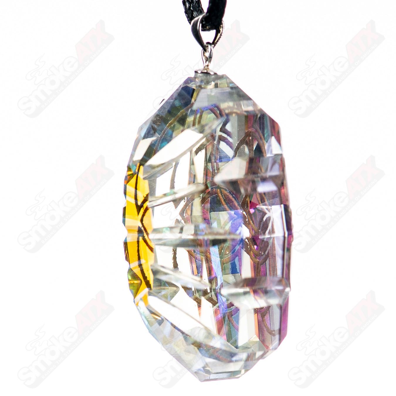 Fatal Facets SOL Pendant in Heady Glass with intricate faceted design, showcasing vibrant colors and glass craftsmanship.