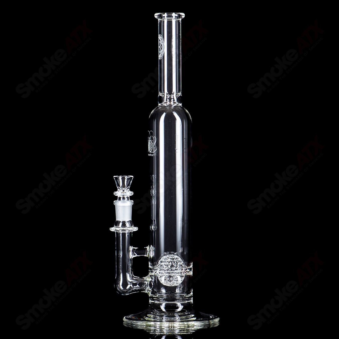SoL50 Lace-Sphere waterpipe by SoL Glassworks featuring intricate lace detail in clear glass design