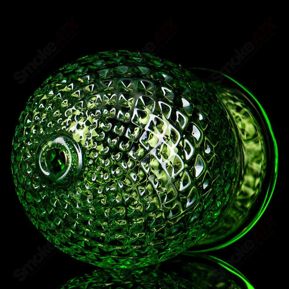 James Lang Sphere Lime Juice Diamond Tech Dry Puffco Top, glass Puffco accessory with a vibrant lime juice design and diamond accents.