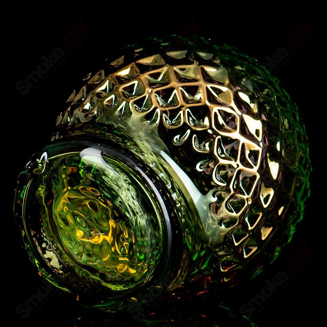 James Lang Sphere Lime Juice glass Puffco top with gold diamond tech dry design for enhanced vapor experience