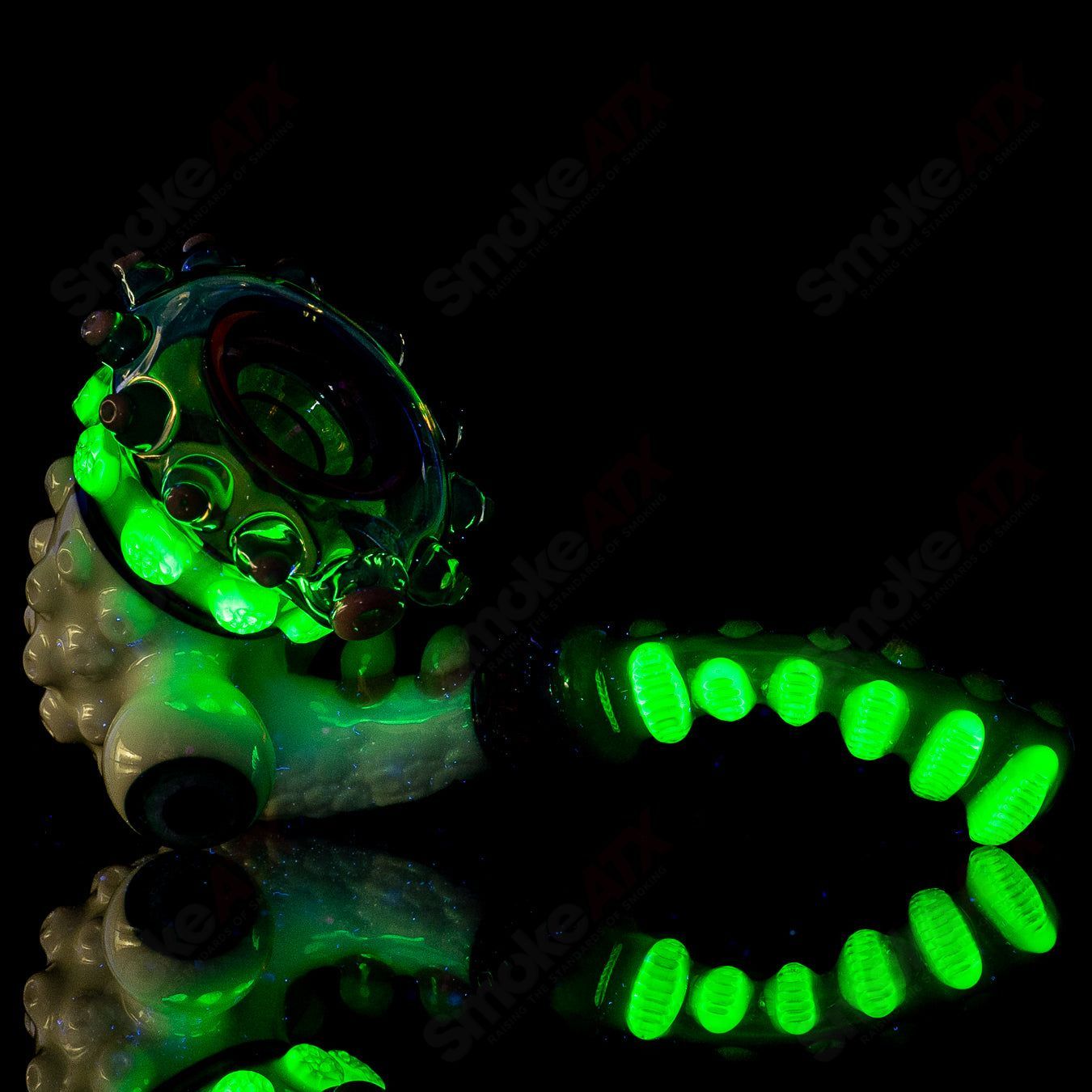 Salt Glass Heady Sherlocks featuring Star White Aquamania, Timber, Haterade, Ion, Royal Jelly, and UV effects in a detailed glass piece.