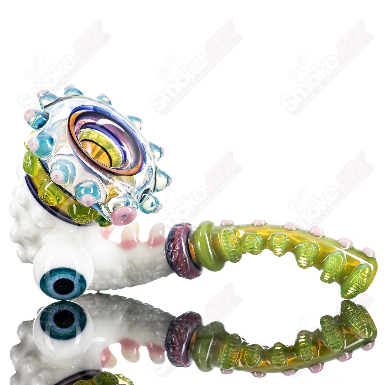 Salt Glass Sherlock heady glass with Star White Aquamania, Timber, Haterade, Ion, Royal Jelly, and UV features.