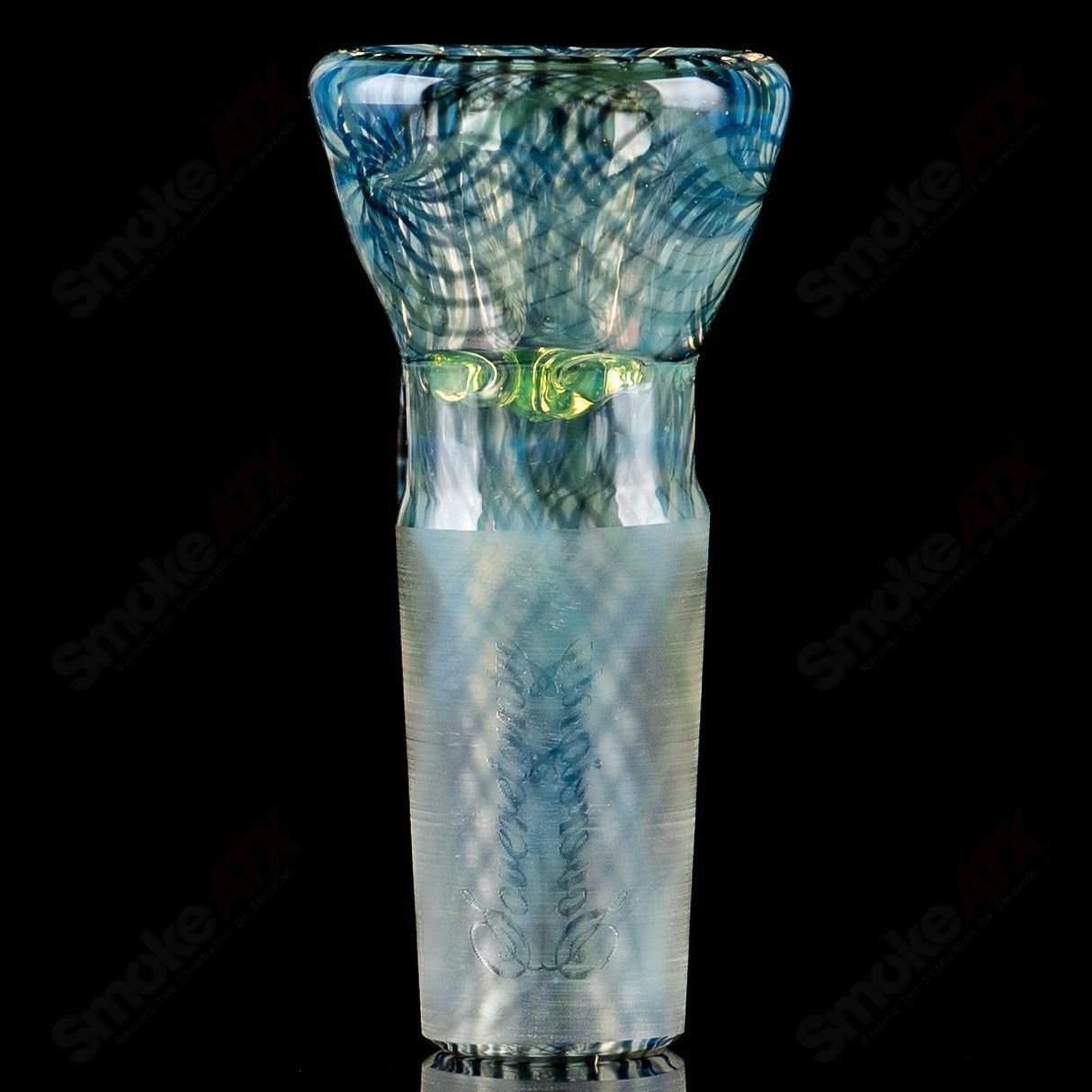 Colorful Stephen C. Fully Worked Slide Sovereignty Heady Glass Bowl with intricate designs for 2024.