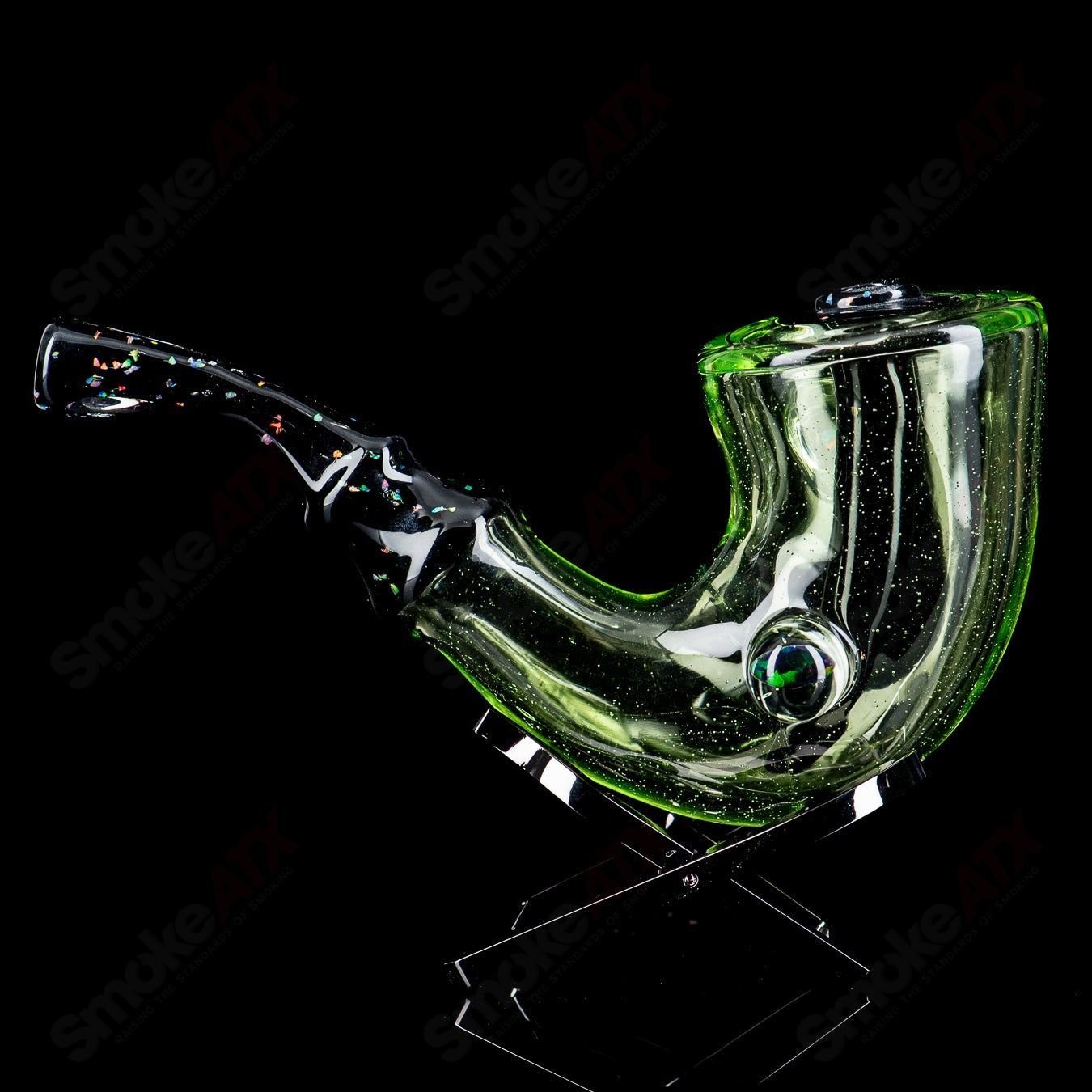 Sublime Opal Tech Errlock by JMass, a heady glass concentrate rig with intricate designs and vibrant colors.