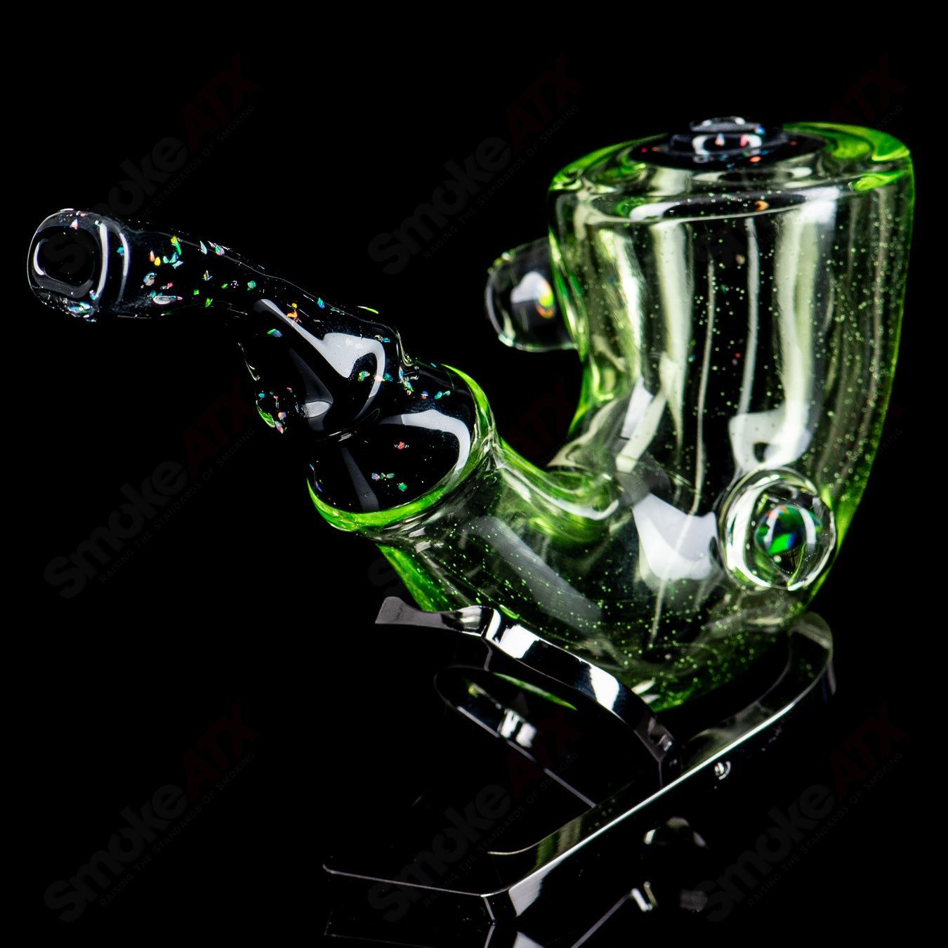 Sublime Opal Tech Errlock by JMass heady glass concentrate rig with vibrant opal accents and intricate design details.