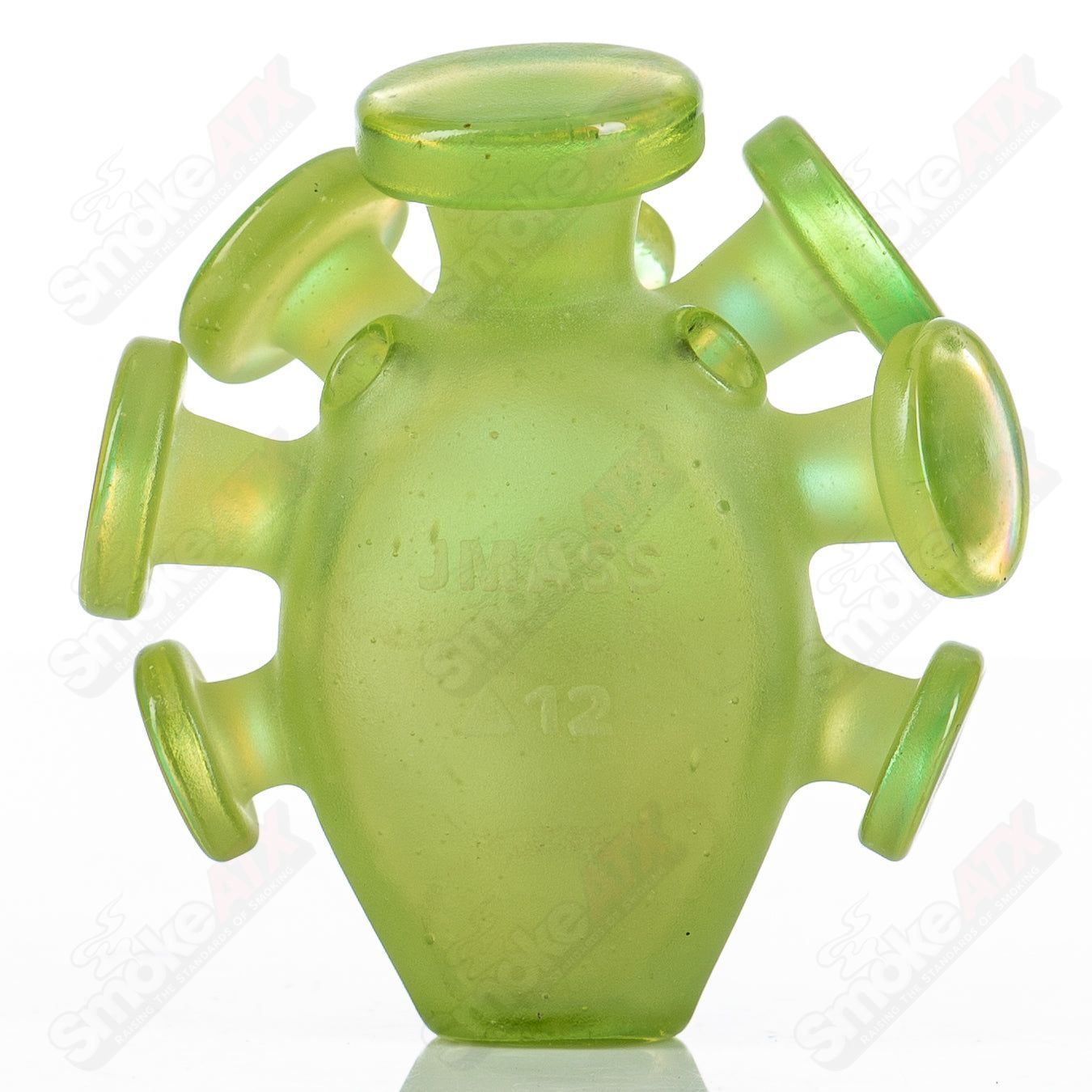JMass Sunset Slyme face pendant with dichroic spray, handcrafted heady glass jewelry by Josh Mazet and JMass.