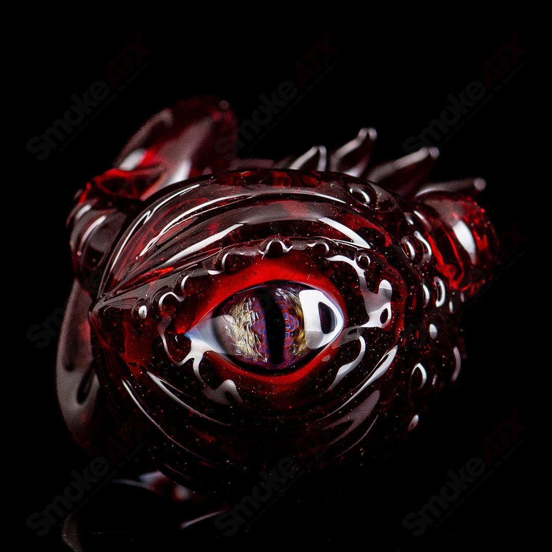 Handheld Mako Glass #5 Seamonster Spoon, a colorful heady glass pipe with aquatic sea creature design, for smoking enjoyment.