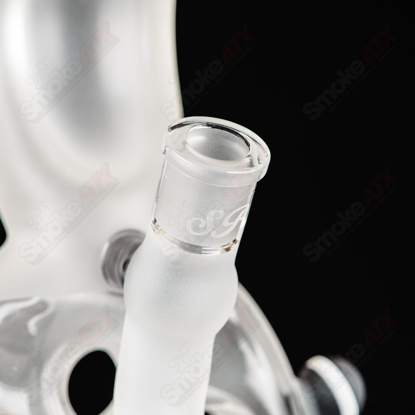 Swiss Perc 1 of 1 B&W XXL Classic heady glass with Dizzle, KurtB, and CaC artwork, featuring intricate glass detailing.