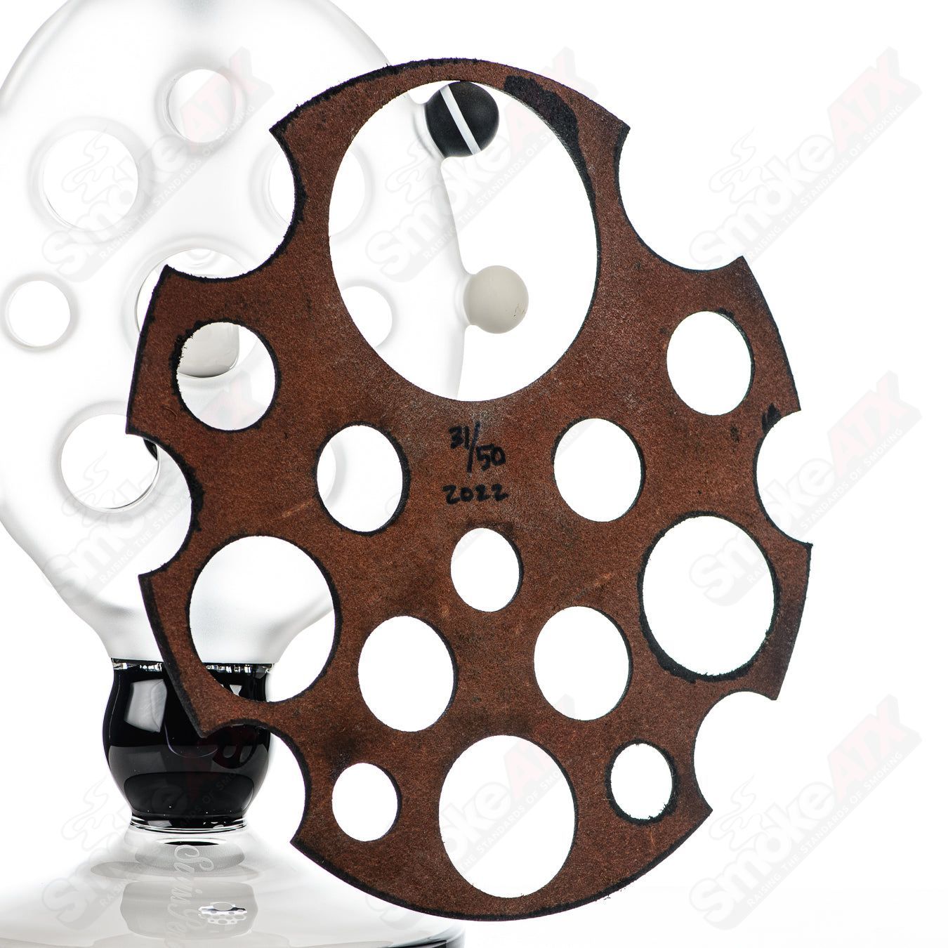 Swiss Perc 1 of 1 B&W XXL Classic heady glass pipe with Dizzle, KurtB, and CaC art details