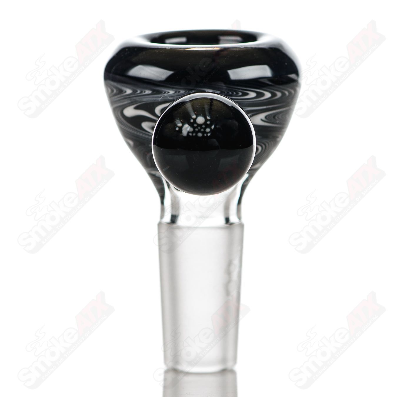 Swiss Perc 1 of 1 B&W XXL Classic heady glass pipe with Dizzle, KurtB, and CaC artwork, featuring intricate design details.