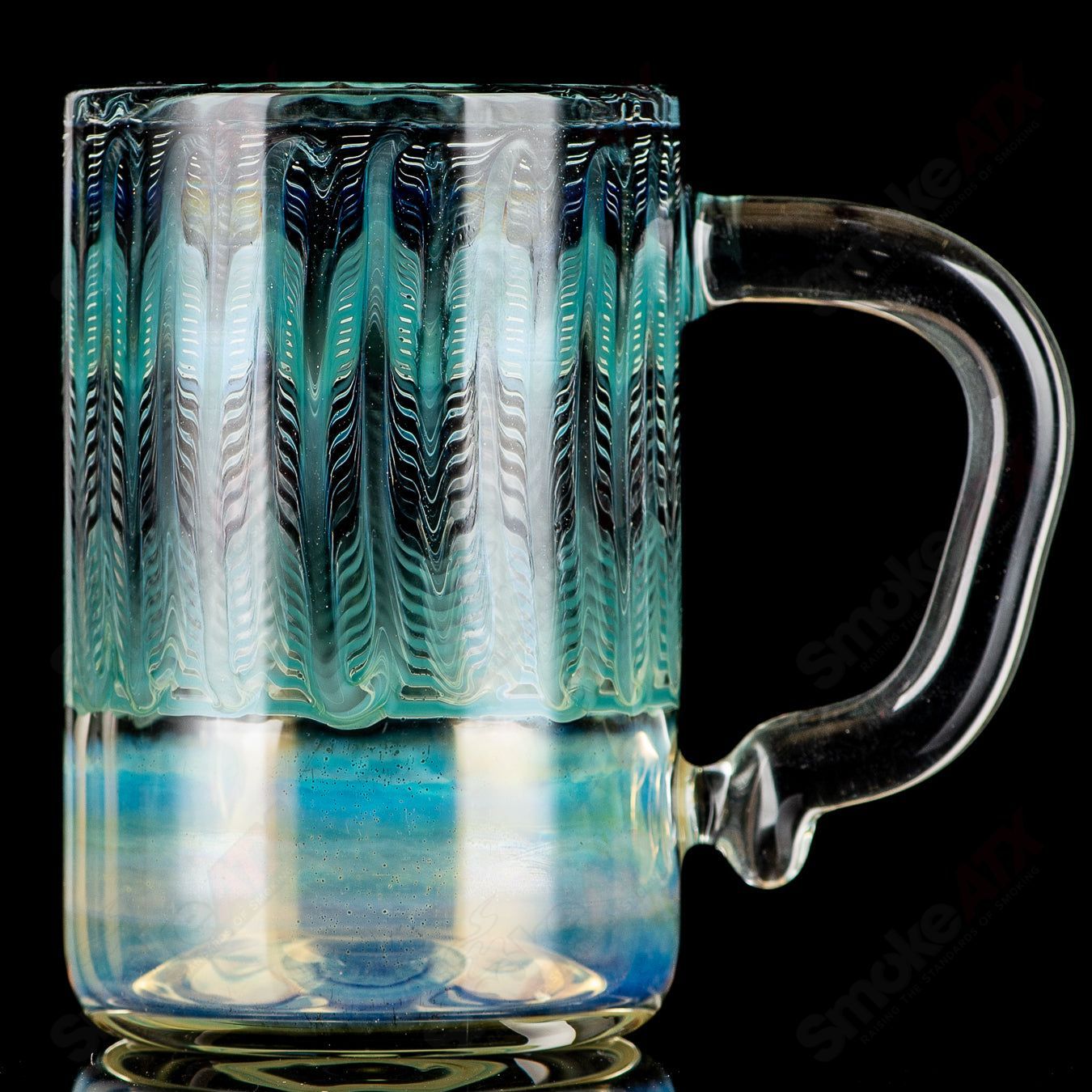 Teal/Black Wrap N Rake Mug by Ed Wolfe Glass - Smoke ATX