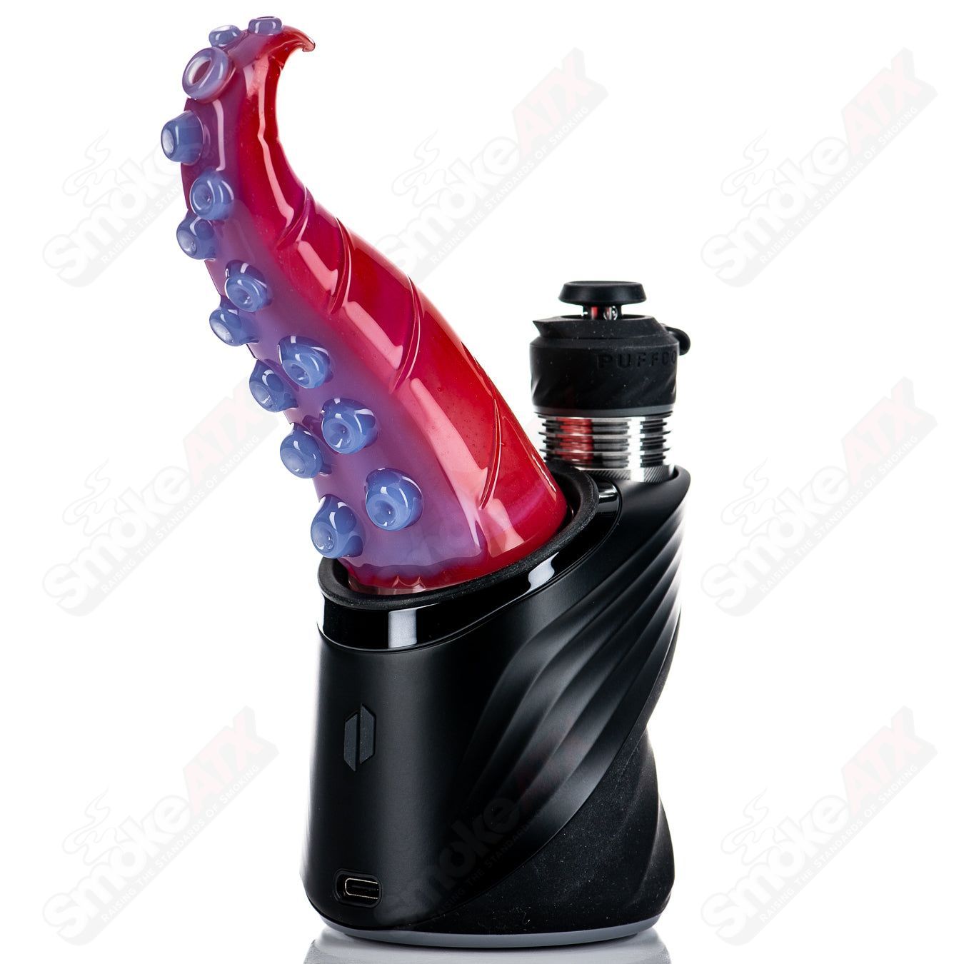 Burtoni Glass Tentacle Puffco Dry Top, intricate glass design for Puffco vaporizer, detailed tentacle pattern in clear glass.