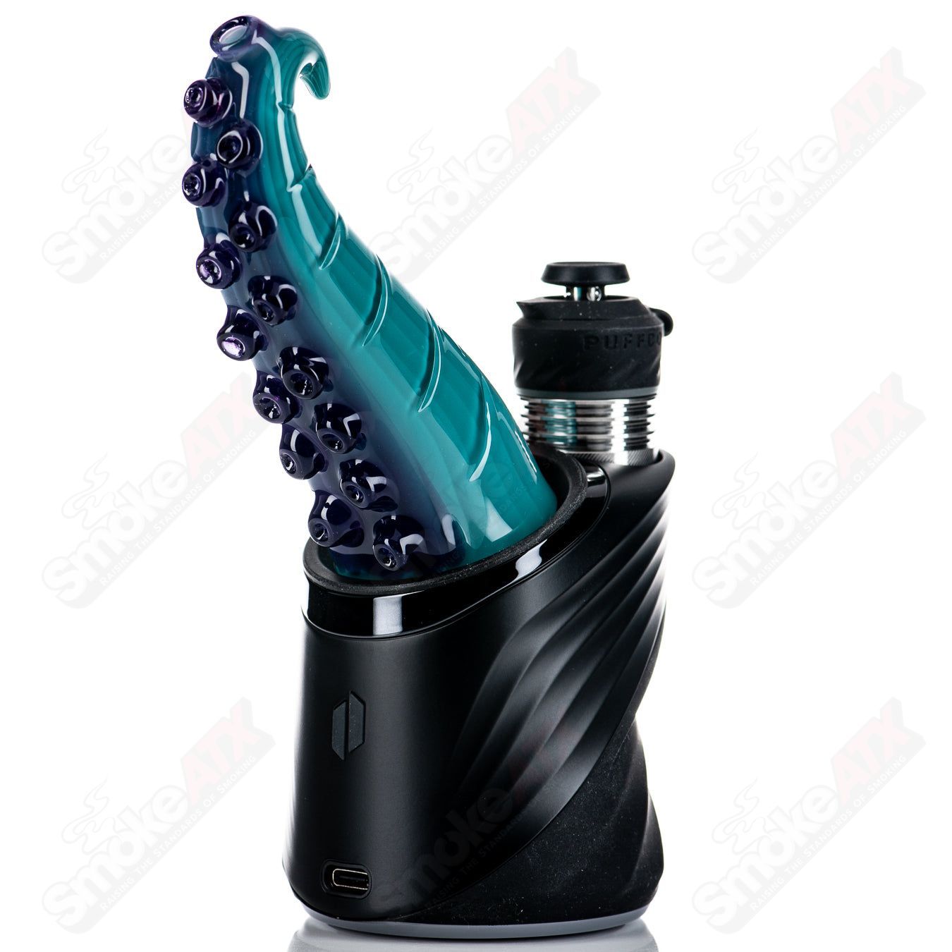 Burtoni Glass Tentacle Puffco Dry Top for Puffco vaporizer, clear glass with detailed tentacle design, accessory for vaporizer use.