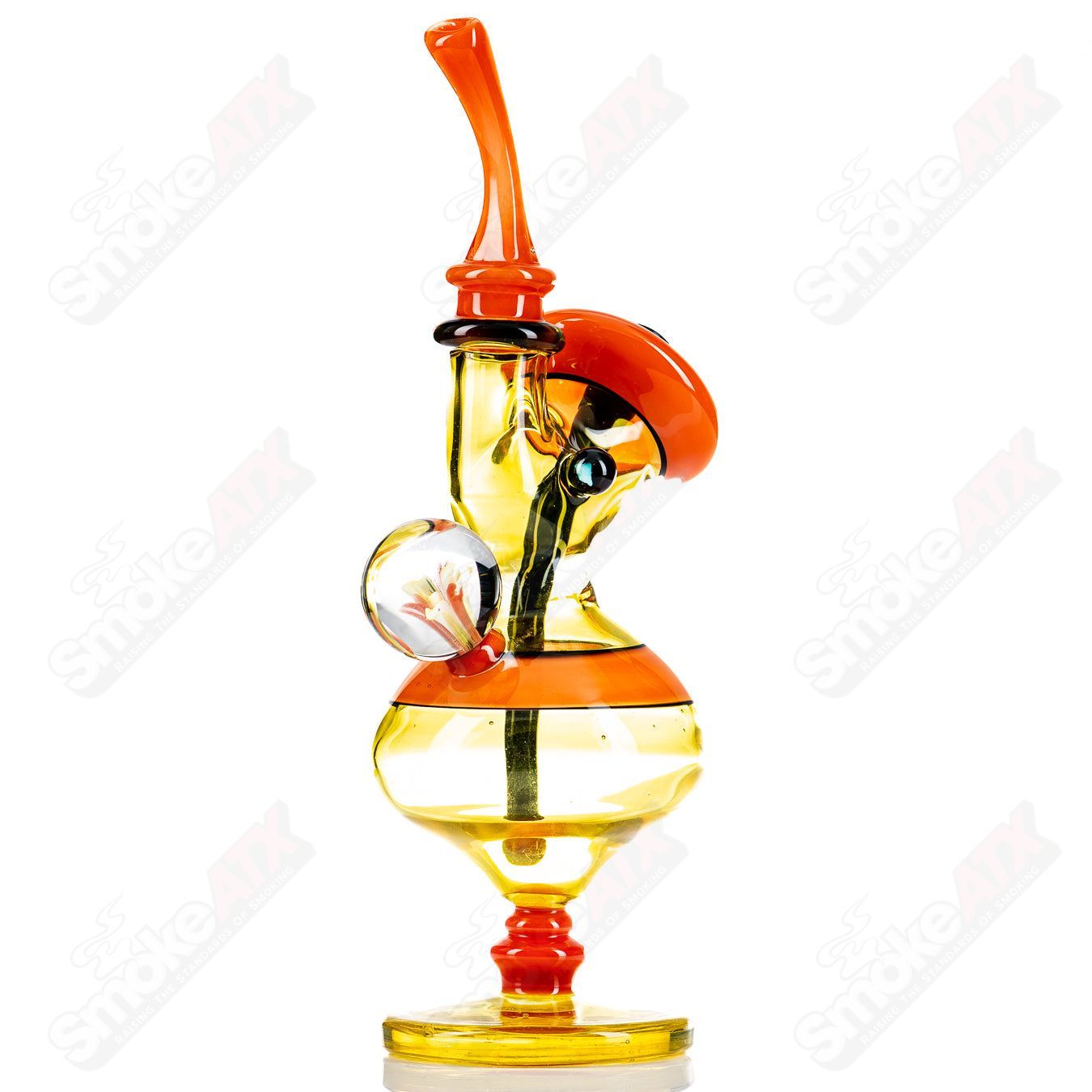 Heady glass concentrate rig called Terps Errlock by JMass, featuring intricate design and clear glass construction.