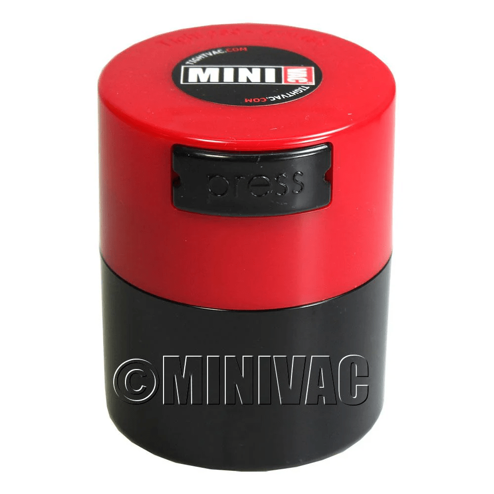 Mini TightVac plastic storage container jar with vacuum-seal lid, 1.4oz capacity for food or small items.