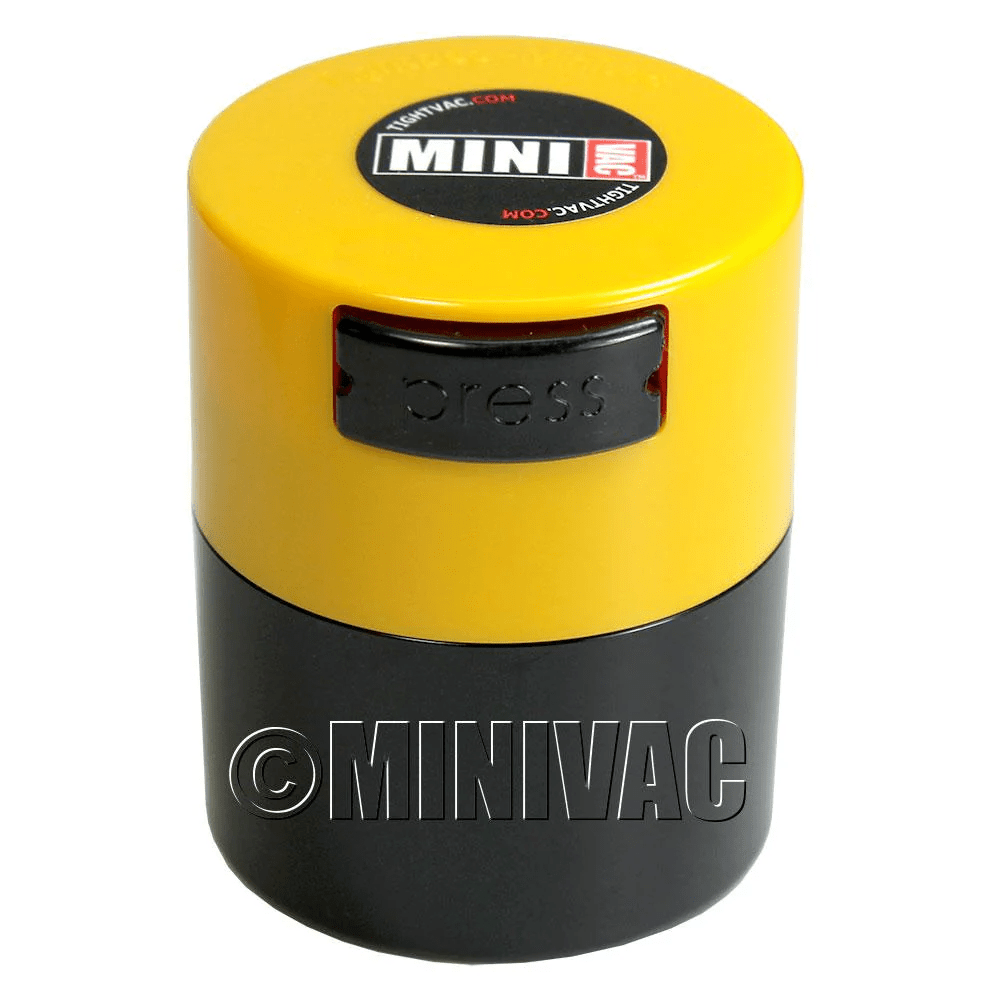 Mini TightVac Storage Container TV1, 1.4oz plastic jar for food storage, compact and airtight for freshness.
