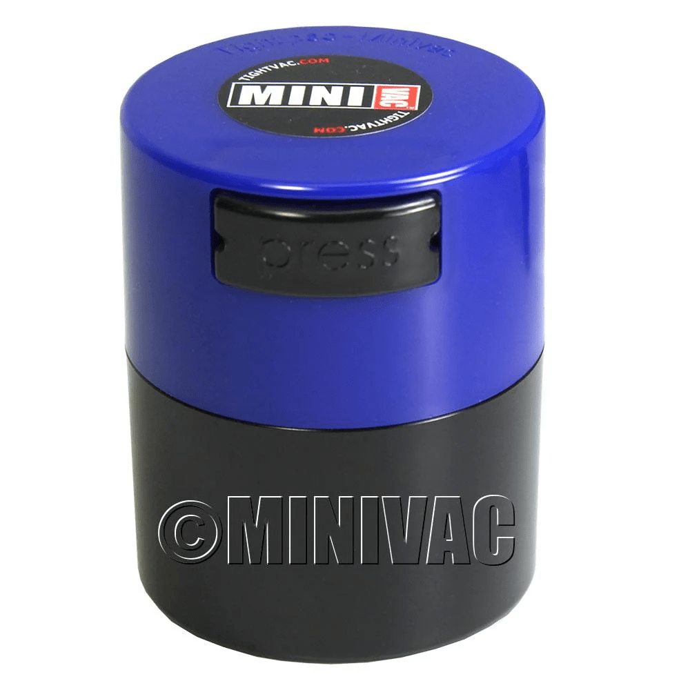 Mini TightVac storage container jar in clear plastic, 1.4oz capacity, designed for airtight food storage.