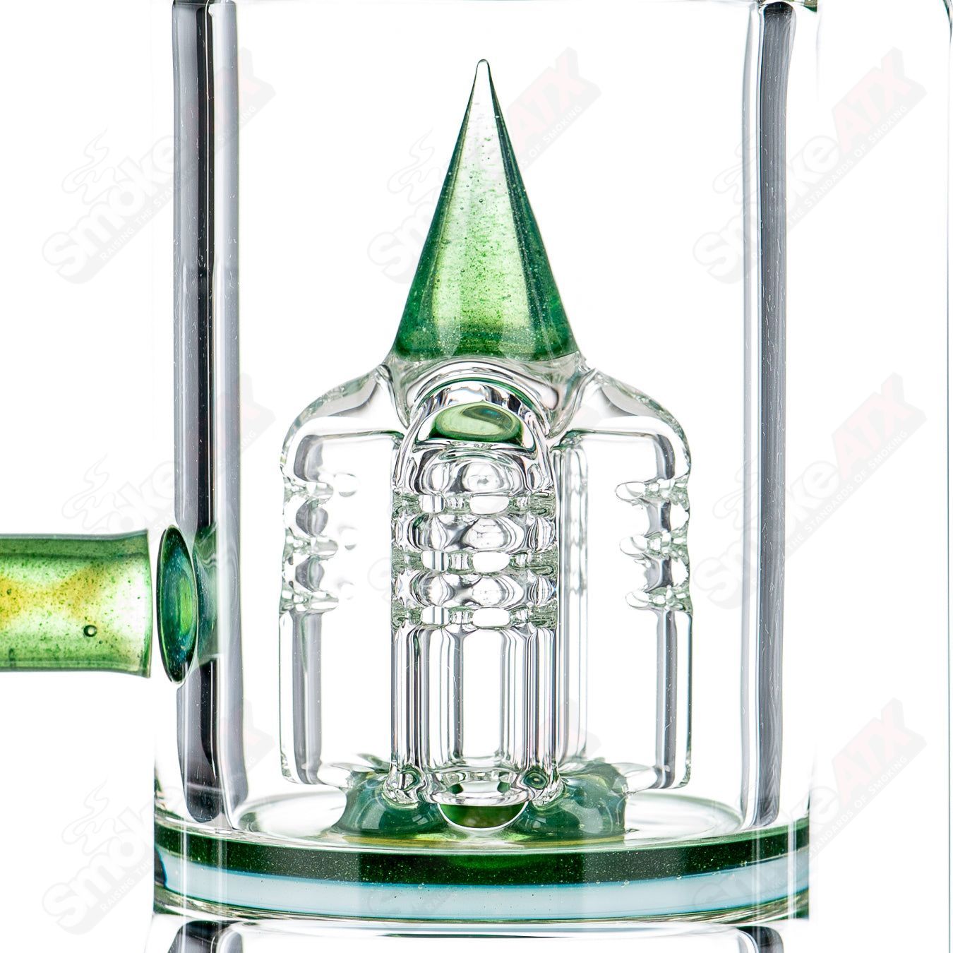 Sovereignty Glass Treecycler Stemline Inv4 Imperial straight tube with seal accents, clear heady glass design, and decorative details.