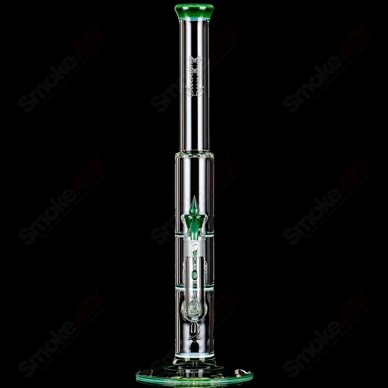Sovereignty Glass Treecycler Stemline straight tube with Imperial full accent and seal accents, clear heady glass design.