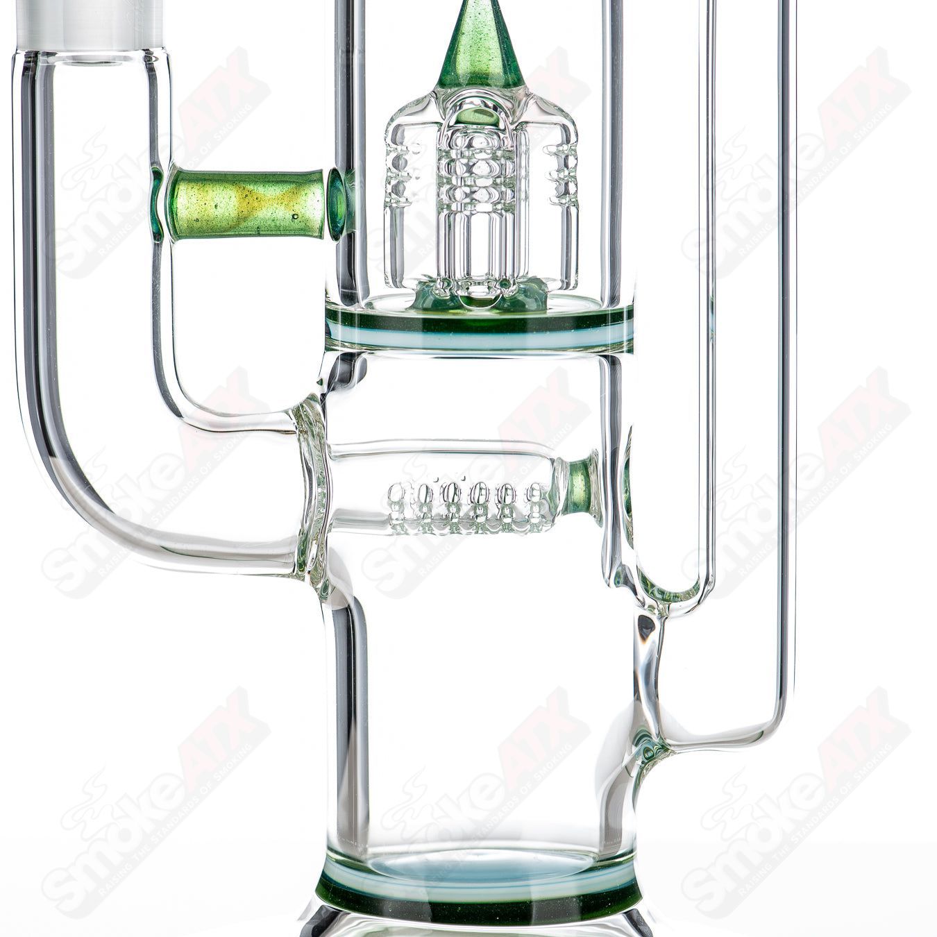 Sovereignty Glass Treecycler Stemline Inv4 Imperial straight tube with seal accents, clear heady glass for smoking enjoyment.