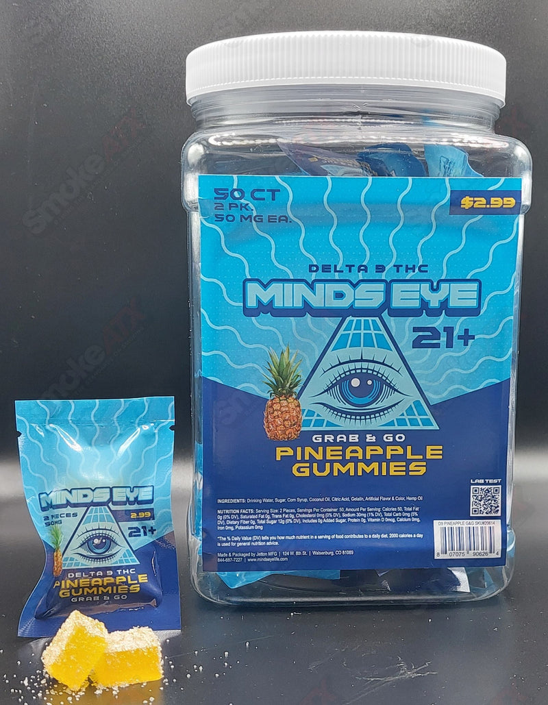 50mg 2ct Pineapple Grab N Go D9 Gummies Minds Eye