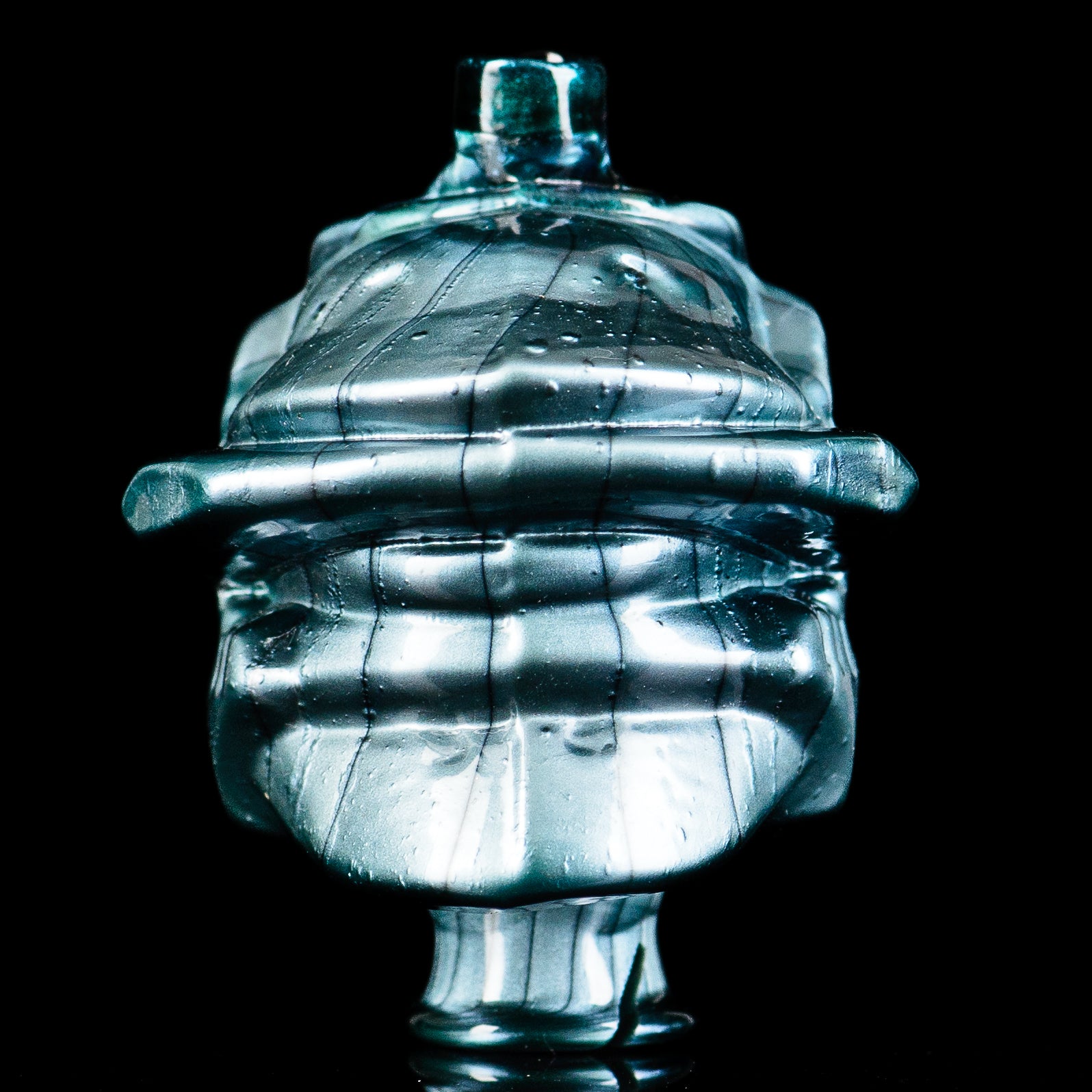 Tony Kazy Halo Pivot Mouthpiece for Puffco glass top, clear and cylindrical with a smooth mouthpiece design.