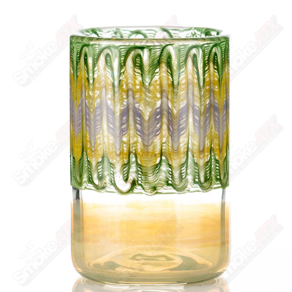 Green/Yellow Wrap N Rake Tumbler Glass by Ed Wolfe Glass - Smoke ATX