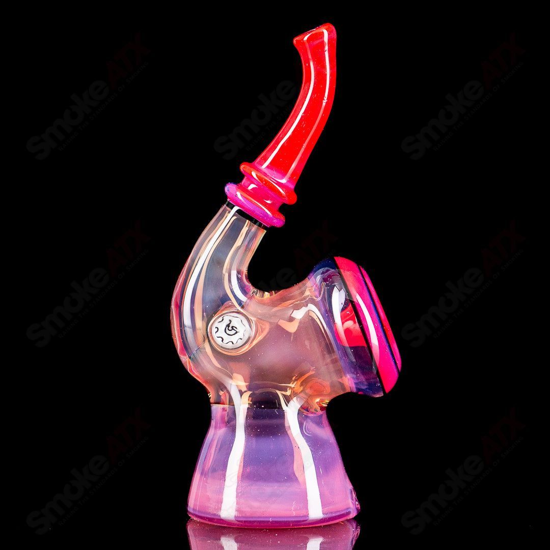 Amora Pink Sherlock Puffco Dry Top by JMass, glass Puffco top with pink Sherlock design for vaporizer accessories
