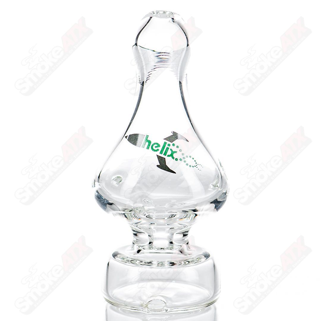 Green Label Classic Puffco Peak Dry Top by American Helix, glass Puffco top with a clear, textured design for vaporizer accessories.