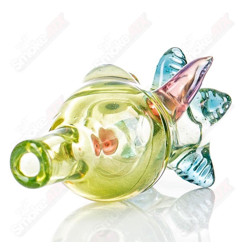 Salt Glass UV Bubble Cap for carb, featuring vibrant colors like Ectoplasm, Paparazzi, Citrine, Telemagenta, Lucy, and Atomic Stardust.
