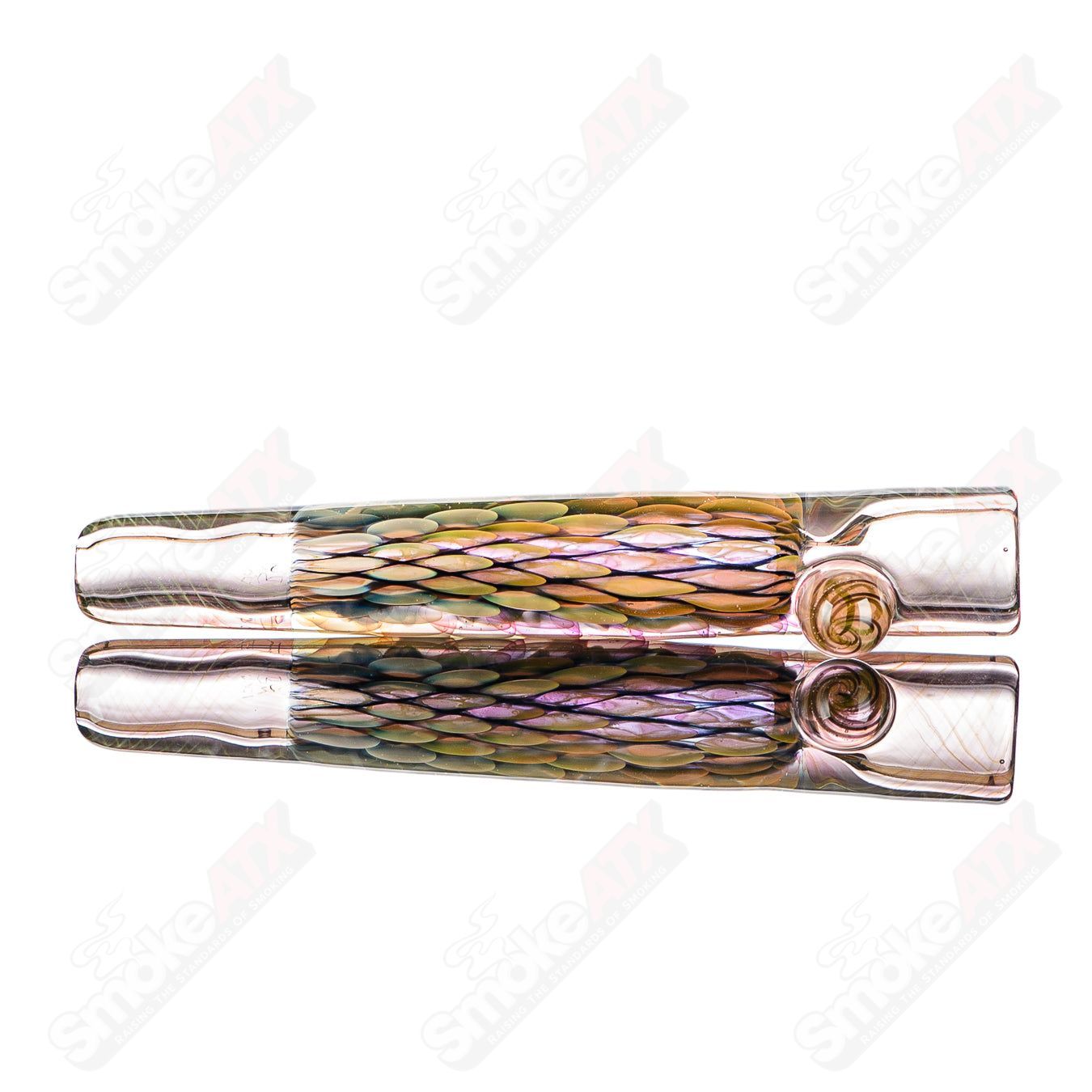 UV Chillum BCM Glass heady glass chillum featuring vibrant UV-reactive design and detailed glass craftsmanship.