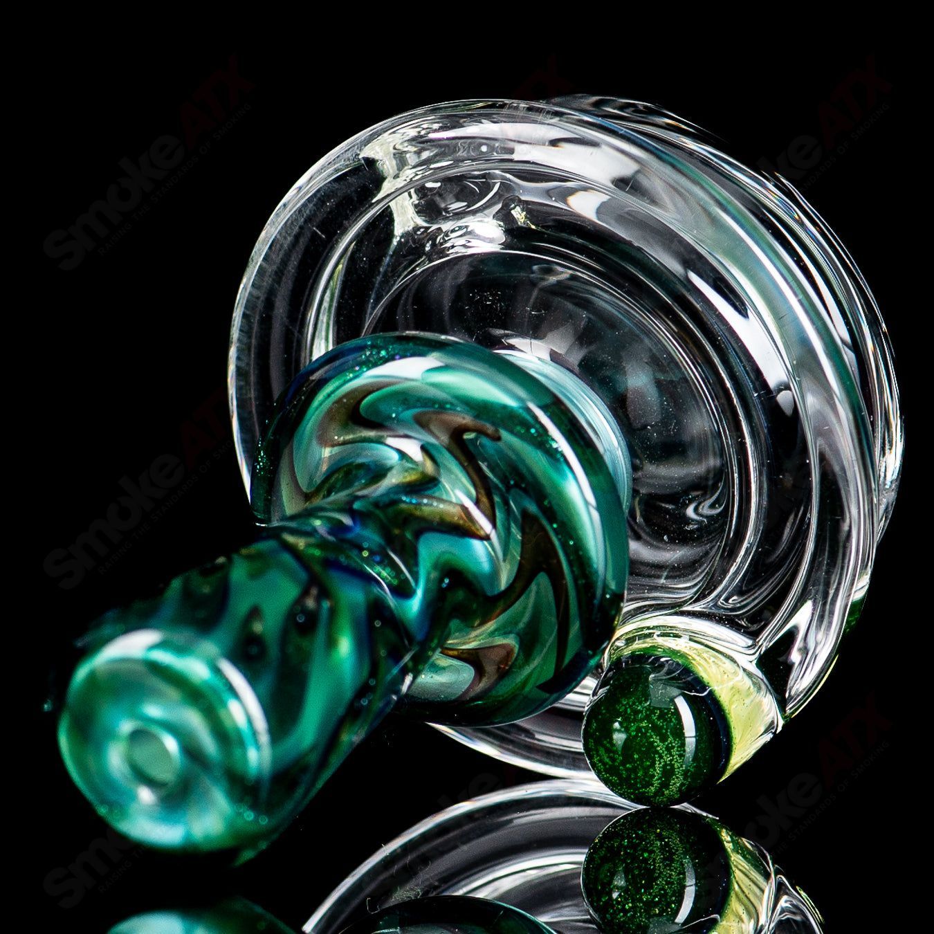 UV Chromium and Electrum clear bottom Puffco dry top by Geoff Made Glass, heady glass accessory for Puffco devices.