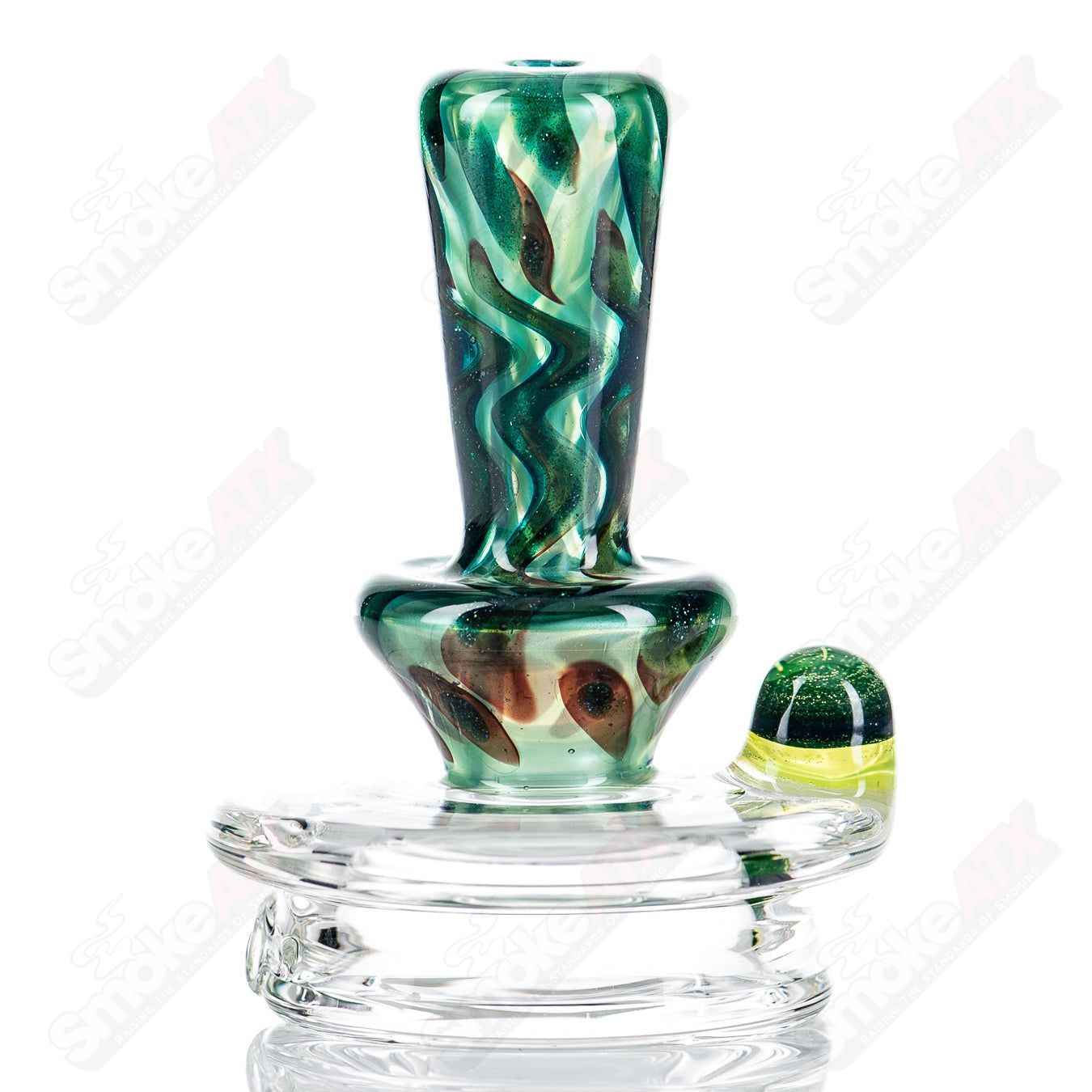 UV Chromium and Electrum Puffco dry top by Geoff Made Glass with clear bottom, heady glass design for Puffco devices.