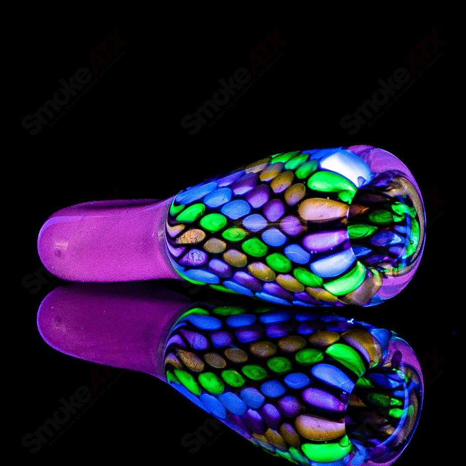 UV Glass Tip from BCM Glass, a piece of Heady Glass featuring vibrant UV-reactive glass artwork.