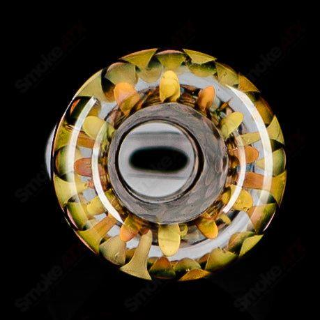 Colorful UV-reactive glass tip designed for BCM Glass heady glass pieces, showcasing vibrant patterns and intricate details.