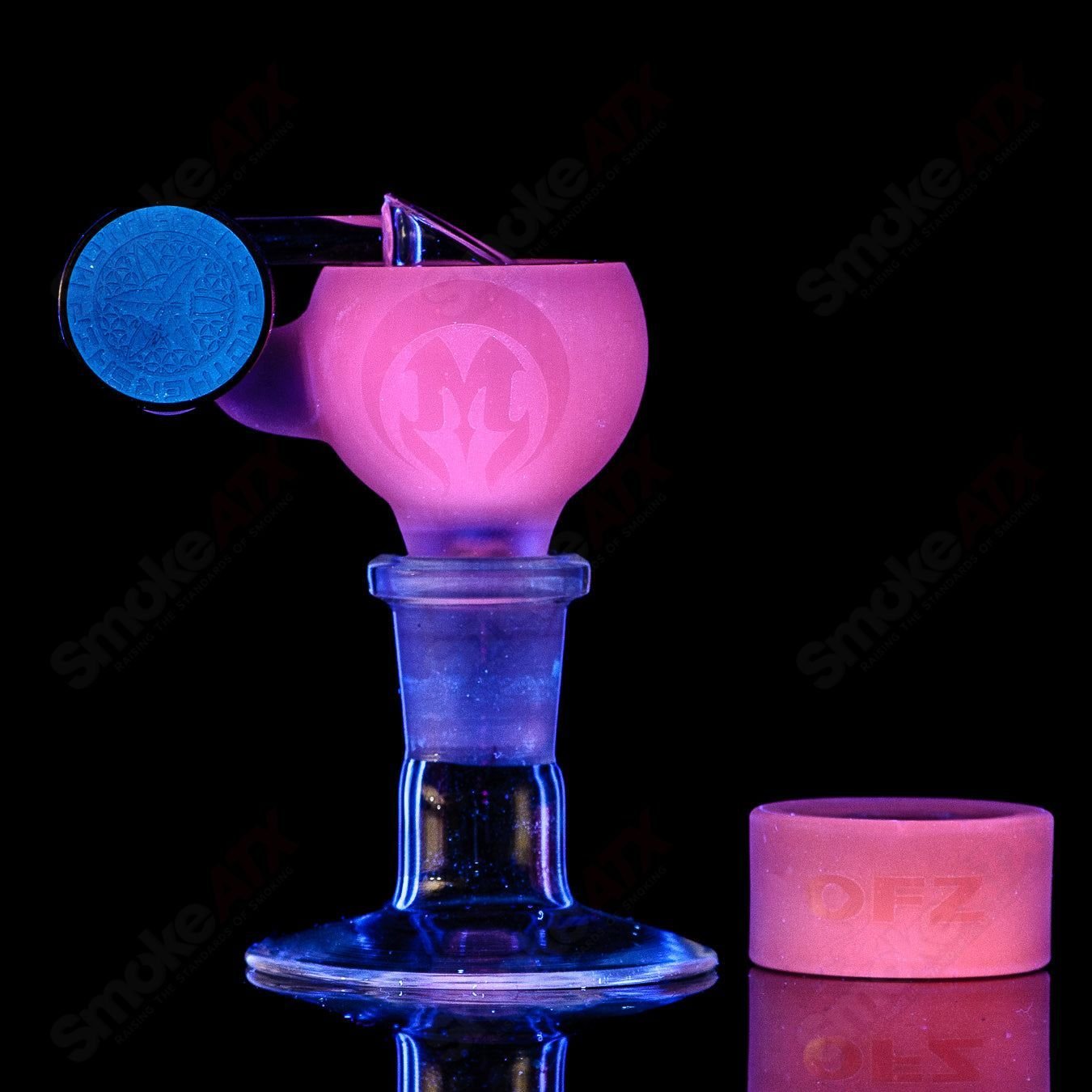 UV White Samurai (Sandblasted Logo) Megapot Set w Swing (Righty) + Carb Cap Mothership - Smoke ATX