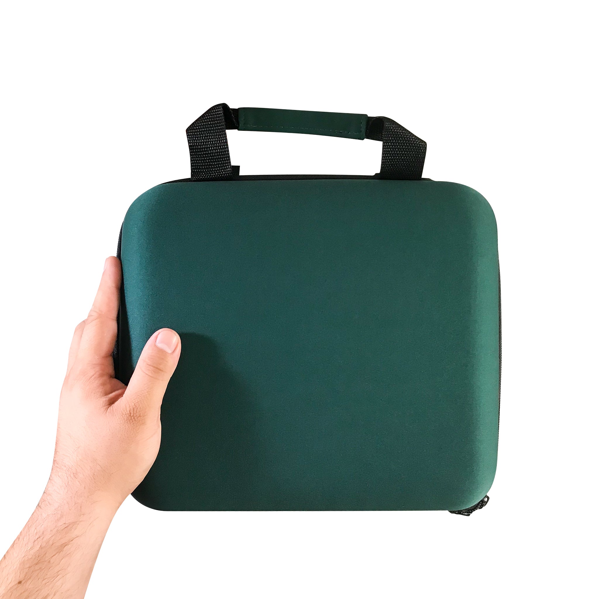 Green Vatra Bags protective case measuring 10x9 inches, designed for secure storage and transport of valuables or electronics.