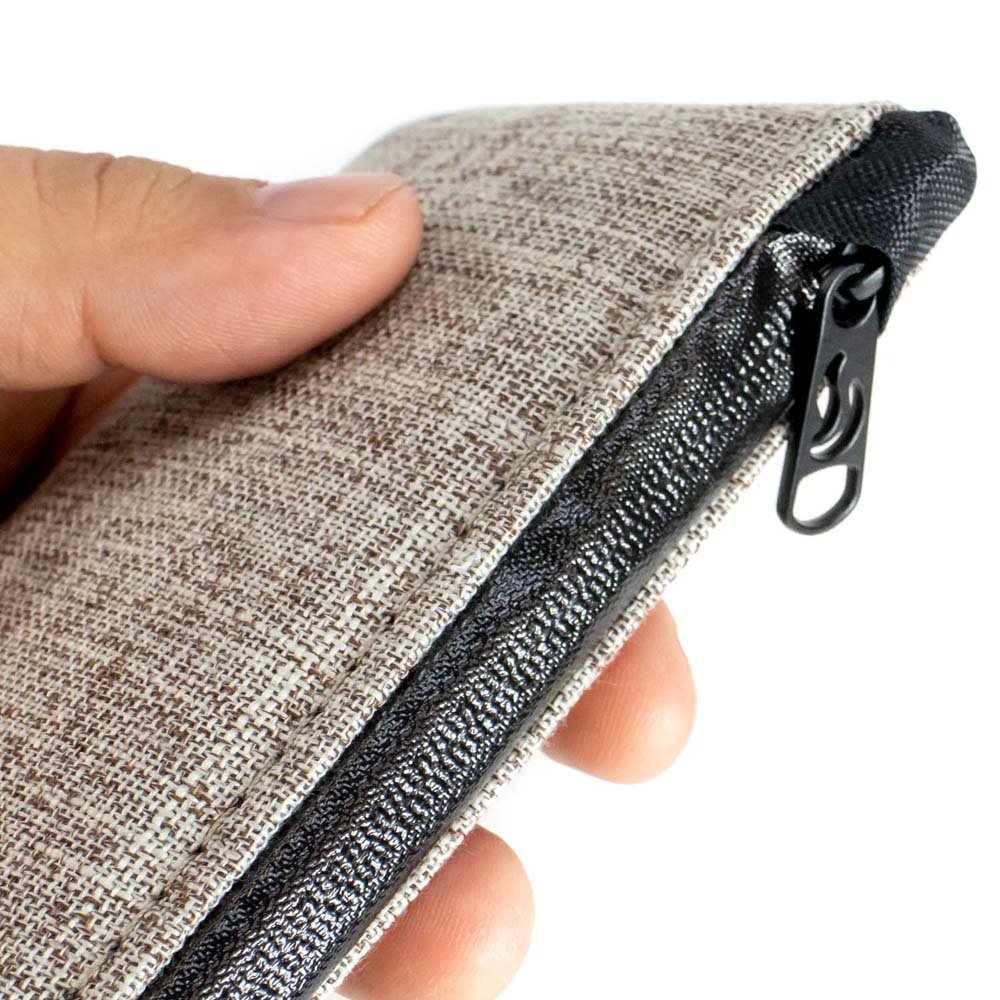 Vatra Woven Khaki Brown V15 5.5-inch zip pouch, protective case with woven design, ideal for small accessories or essentials.