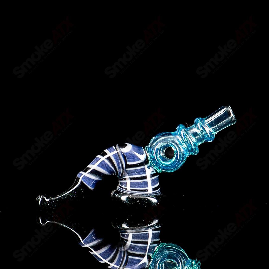 JMass 3DXL Sherlock toggle glass piece from JMass x Chunk collaboration, featuring clear glass with intricate design details.