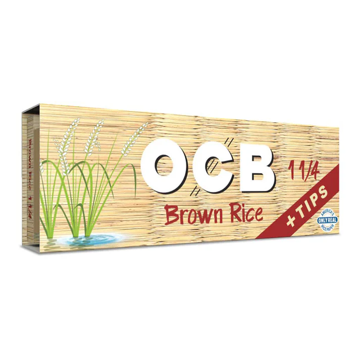 OCB 1 1/4 brown rice rolling papers with tips, 420 Products, natural and eco-friendly for rolling cigarettes.