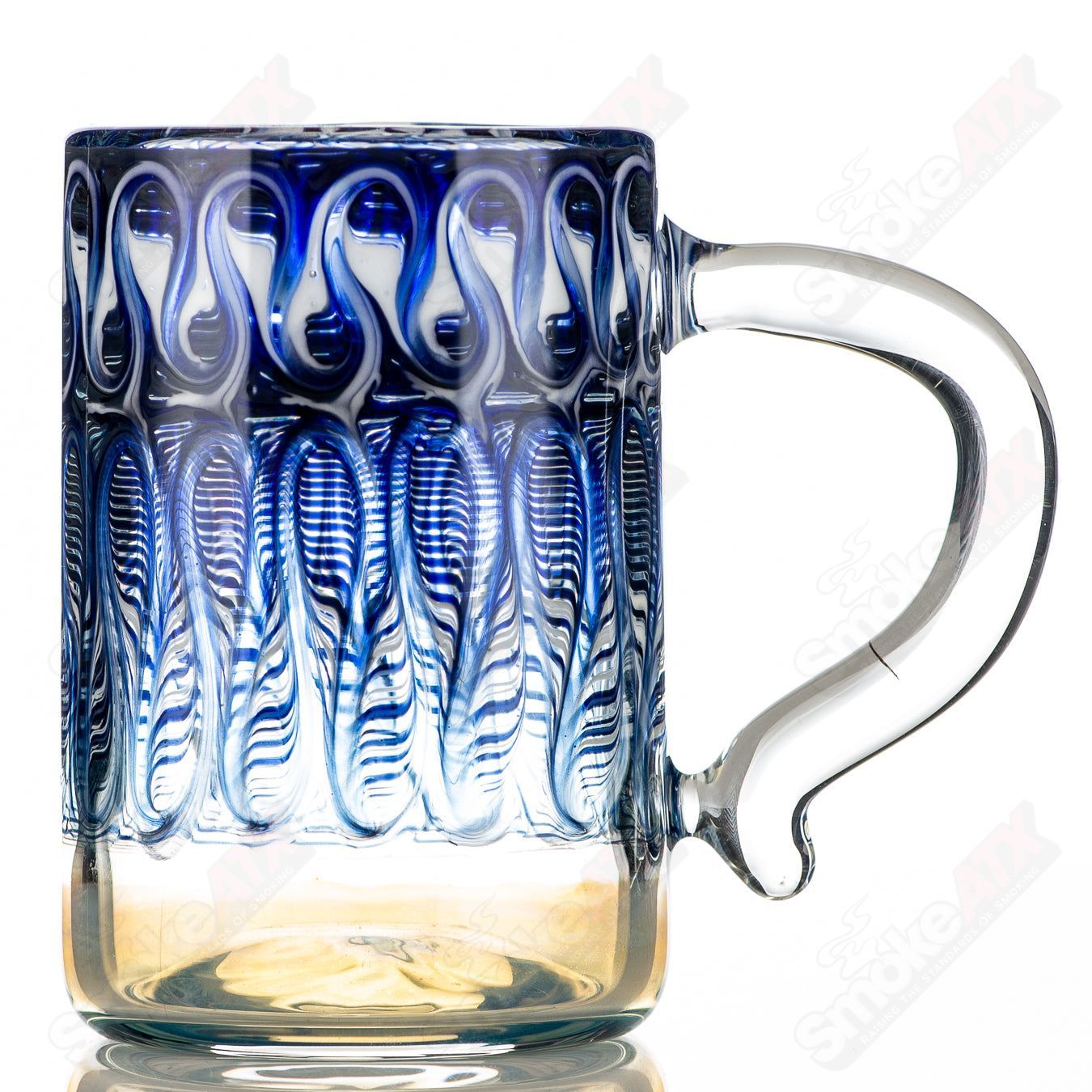 White/Blue Wrap N Rake Mug by Ed Wolfe Glass - Smoke ATX