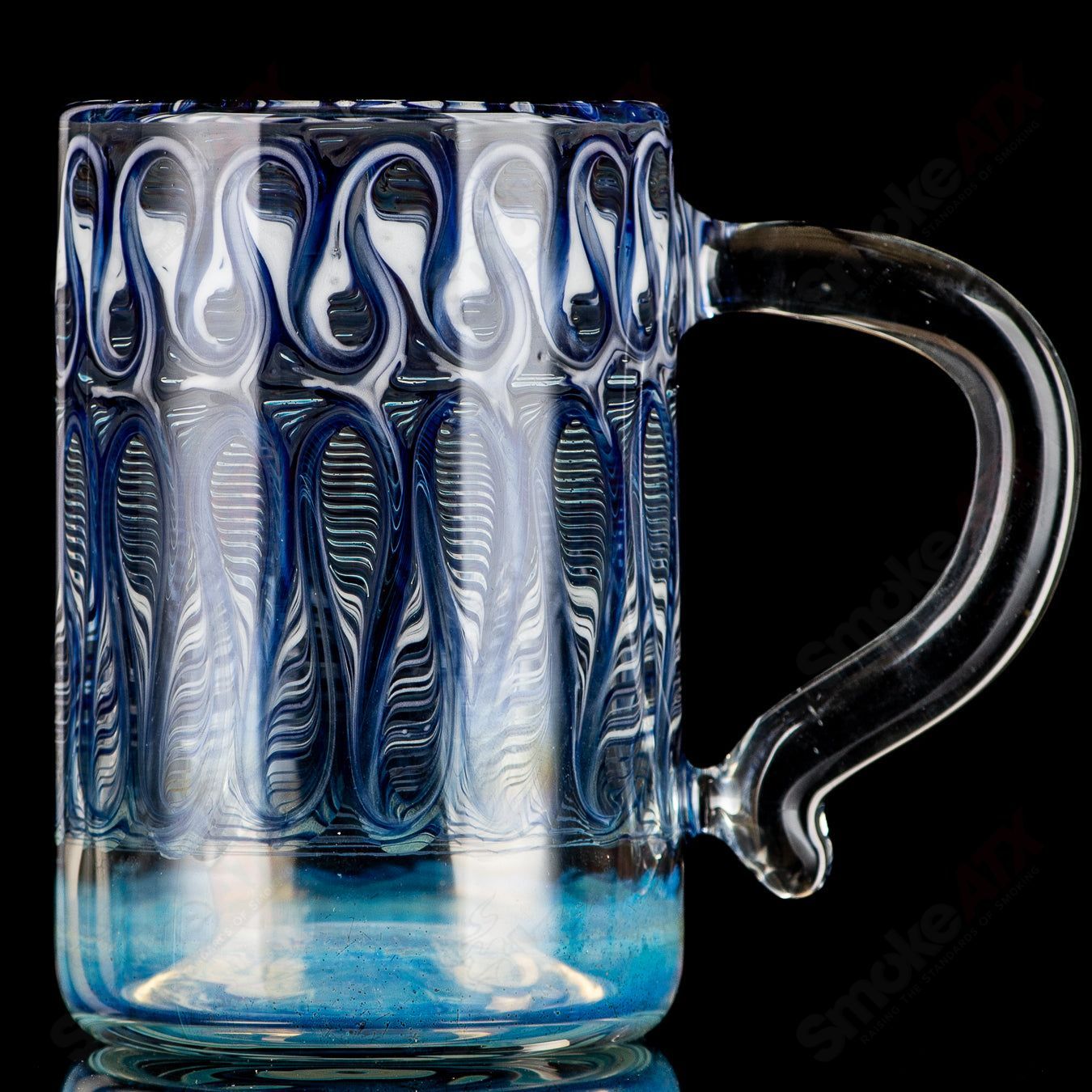 White/Blue Wrap N Rake Mug by Ed Wolfe Glass - Smoke ATX